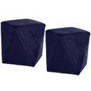 Ver imagem 1 de Kit 2 Puffs Decorativo para Sala de Estar Ametista D02 Veludo Azul Marinho B-287