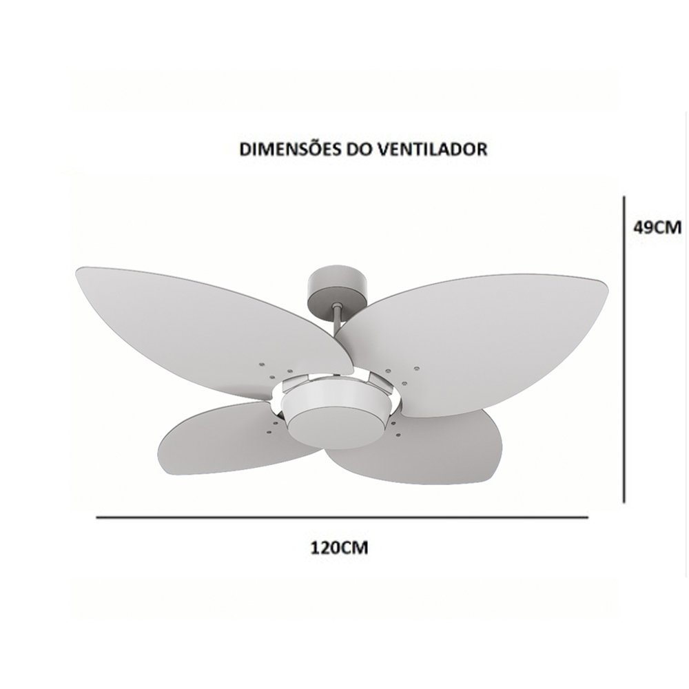 Ventilador de Teto Com Controle Remoto Natuvent Dahlia No Light 4 Pás Madeira Freijó 127v - 7