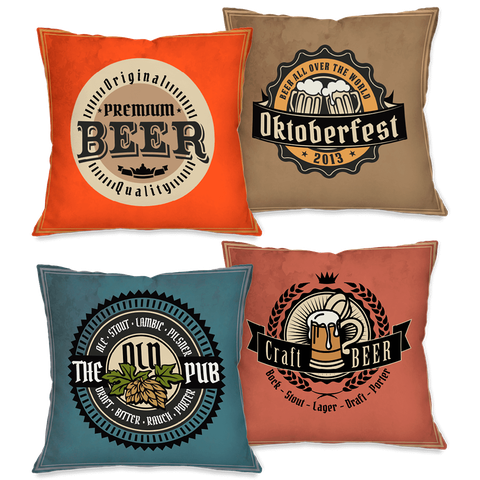 Kit com 4 Capas para Almofadas Decorativas Beer