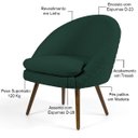 Ver imagem 4 de Poltrona Decorativa Fixa Pés Palito Rafa D02 Tressê Linho Verde Musgo C-117 - Lyam Decor