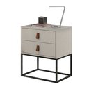 Ver imagem 2 de Mesa de Cabeceira Estilo Industrial com Puxador em Couro Estilo Europeu Cor:off White