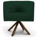 Ver imagem 3 de Kit 2 Poltronas Decorativa Base Giratória Madeira Betina D02 Veludo Verde Musgo B-303 - Lyam