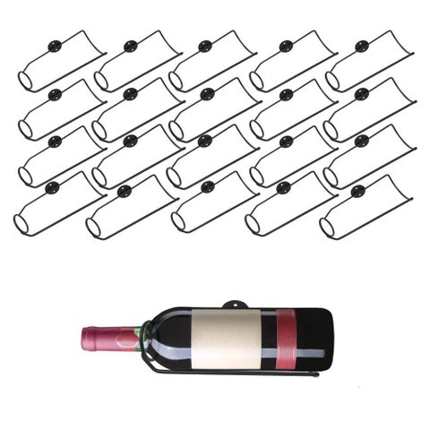 Kit 20 Un Adega Parede P Garrafa Vinho Aço Preto Industrial