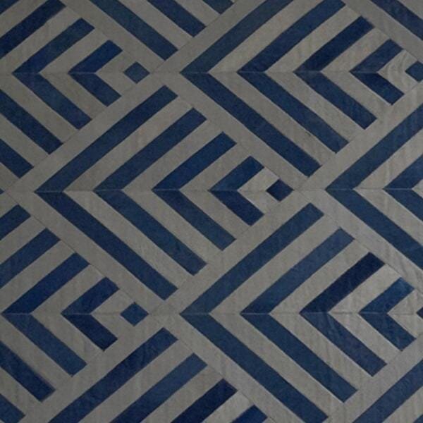 Tapete Kromática Costurado Geométrico Azul e Branco 1,40x2,10 M - 2