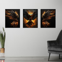 Ver imagem 2 de Quadro Moderno Decorativo Águia Fênix Fogo Mdf Adesivado Moldura Petro 45x35cm 3 Unds