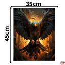 Ver imagem 3 de Quadro Moderno Decorativo Águia Fênix Fogo Mdf Adesivado Moldura Petro 45x35cm 3 Unds