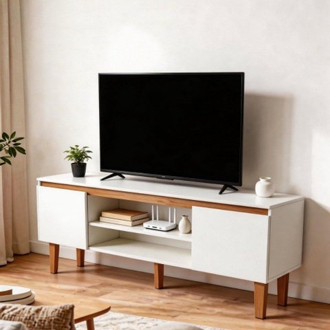 Rack Cava 136cm com Prateleira para TV até 60" Byhouse