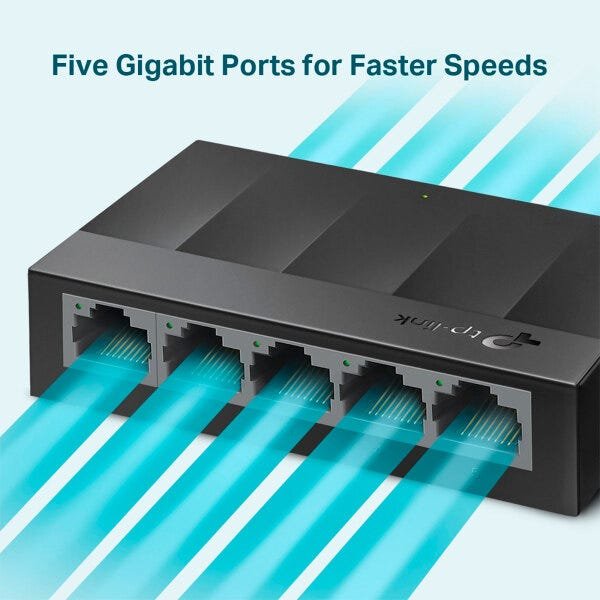 Switch Gigabit TP-Link Litewave LS1005G, 5 Portas 10/100/1000, de Mesa - Preto - 4