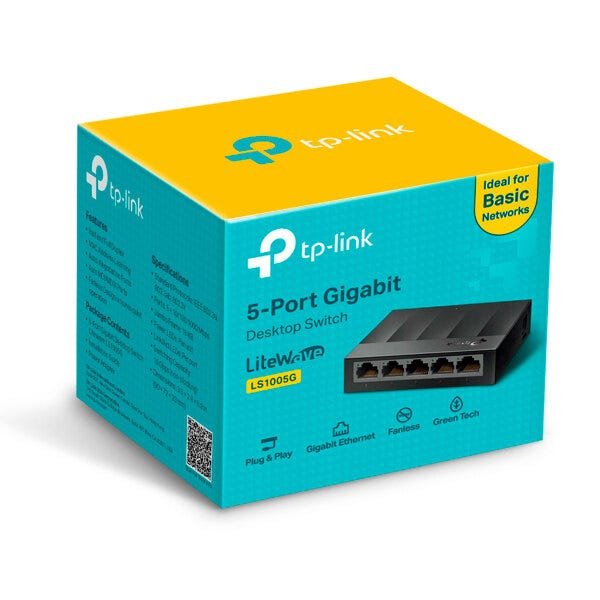 Switch Gigabit TP-Link Litewave LS1005G, 5 Portas 10/100/1000, de Mesa - Preto - 5