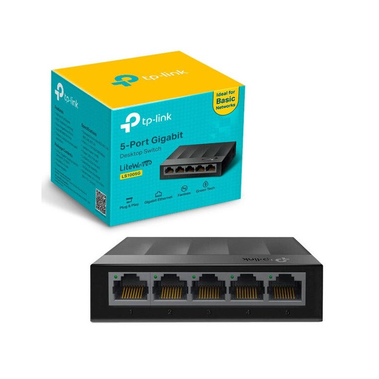 Switch Gigabit TP-Link Litewave LS1005G, 5 Portas 10/100/1000, de Mesa - Preto