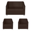 Ver imagem 1 de Kit Poltrona Namoradeira e 2 Poltronas Decorativa 68 Cm Tilla Marrom - Mafer