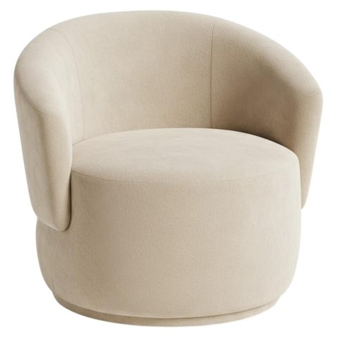 Poltrona Decorativa Organica Base Fixa Veludo Bege Mpassos