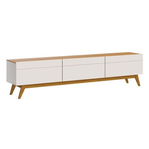 Rack Classic 3 Gavetas 2.2 Off White com Nature - Imcal Móveis