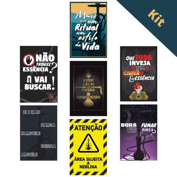 Kit 6 Quadro Placa Decorativa Narguile Narga Hookah Shisha - 1