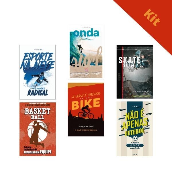 Kit 6 Placa Decorativa Quadro Esporte Futebol Basquete Surf - 1