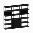 Ver imagem 2 de Estante Industrial 3 Torres Portas Prateleiras Metal Madeira Cor:preto
