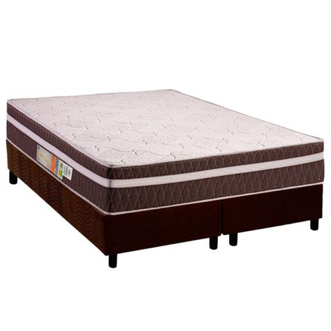 Cama Box Queen: Colchão Ortopédico Polar D28 Orthoface Vip Brown + Base Crc Suede Brown (158x198)