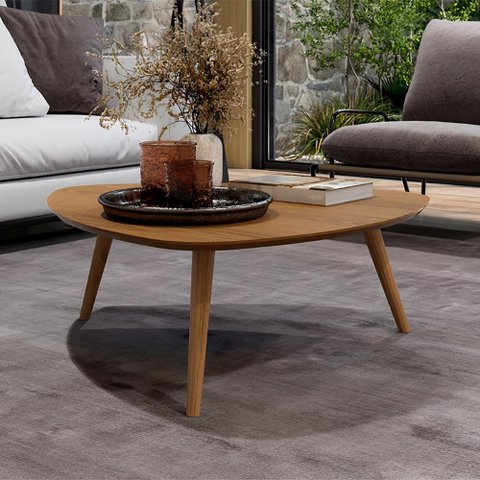 Mesa de Centro para Sala 88,5cm com Pés Torneados em Madeira Cor:louro