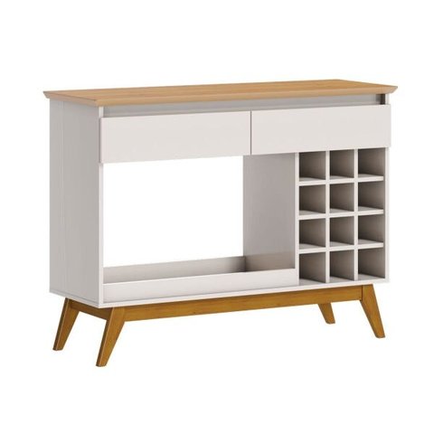 Aparador Classic Adega 12 Garrafas e 2 Gavetas MDF Nature com Off White