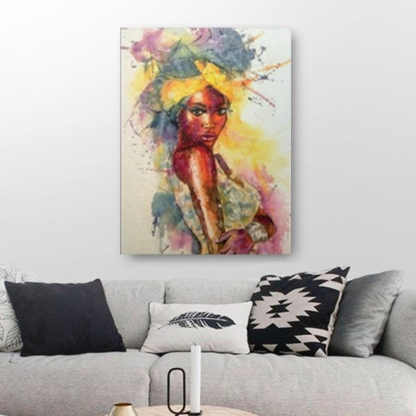 Quadro Decorativo Canvas Negra Afro Colorida 136x86cm - 1