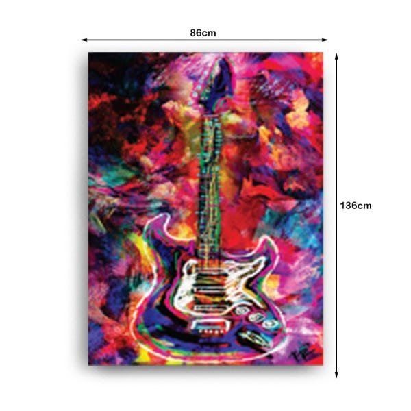Quadro Decorativo Canvas Guitarra Pintada Abstrata 136x86cm - 3