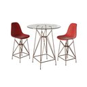 Ver imagem 1 de Jogo Mesa Bistrô Eames Vidro 60Cm 2 Banquetas Vermelha Base Ferro Cobre - Cor: Branco