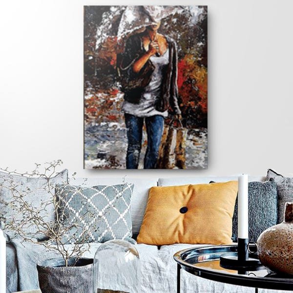 Quadro Decorativo Canvas Mulher Na Chuva 136x86cm - 1