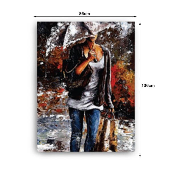 Quadro Decorativo Canvas Mulher Na Chuva 136x86cm - 3