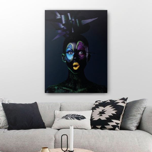 Quadro Decorativo Canvas Negra Batom Amarelo 136x86cm - 1