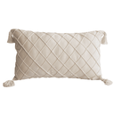 Ver imagem 1 de CAPA DE ALMOFADA RETANGULAR DRAPEADA EM SUEDE CREME COM POMPONS Almofadas Estilo