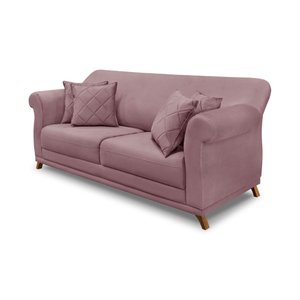 Sofá Decorativo 160cm 2 Lugares com 4 Almofadas Armstrong Veludo Lilás - Gran Belo