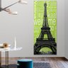 Quadro Decorativo Canvas Torre Eiffel Vertical Fundo Verde 136cm X 52cm - 1