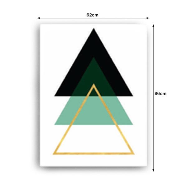 Quadro Decorativo Canvas Triangulos Preto Verde E Dourado 86cm X 62cm - 3