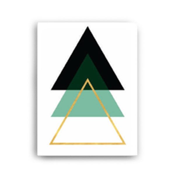 Quadro Decorativo Canvas Triangulos Preto Verde E Dourado 86cm X 62cm - 2