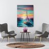Quadro Decorativo Canvas Barco Veleiro Ao Nascer Sol 86cm X 62cm - 1