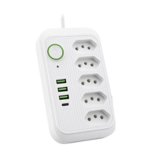Filtro de Linha Extensão 5 Tomadas E104u Branco