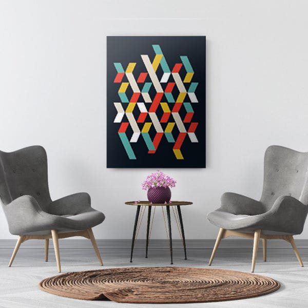 Quadro Decorativo Canvas Formas Geométricas Coloridas 86cm X 62cm - 1