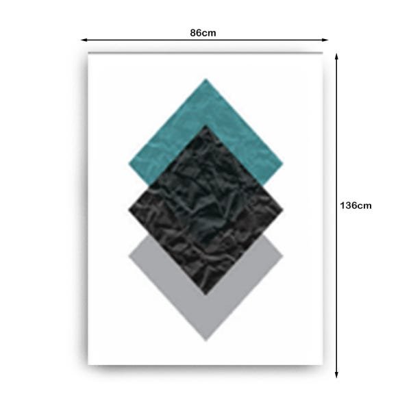 Quadro Decorativo Canvas Losangos Azul Preto E Branco 136x86cm - 3