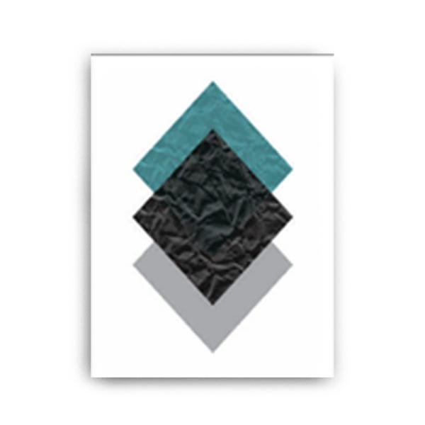 Quadro Decorativo Canvas Losangos Azul Preto E Branco 136x86cm - 2