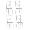 Ver imagem 1 de Conjunto 4 Cadeiras Laura Cromada para Cozinha ou Sala de Jantar Super Resistente-tecido Bege-gatmag