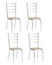 Ver imagem 1 de Conjunto 4 Cadeiras Laura Cromada para Cozinha ou Sala de Jantar Super Resistente-tecido Bege-gatmag