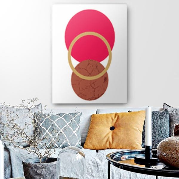 Quadro Decorativo Canvas Circulos Rosas 136x86cm - 1