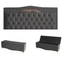 Ver imagem 1 de Kit Helena Cabeceira de Cama Painel e Calçadeira Baú King 195 Cm Suede Grafite Eli Móveis e Decoraçã
