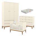 Ver imagem 1 de Quarto de Bebe Unique 3 Portas com Cômoda 6 Gavetas Off White Eco Wood e Colchão Gazin - Matic