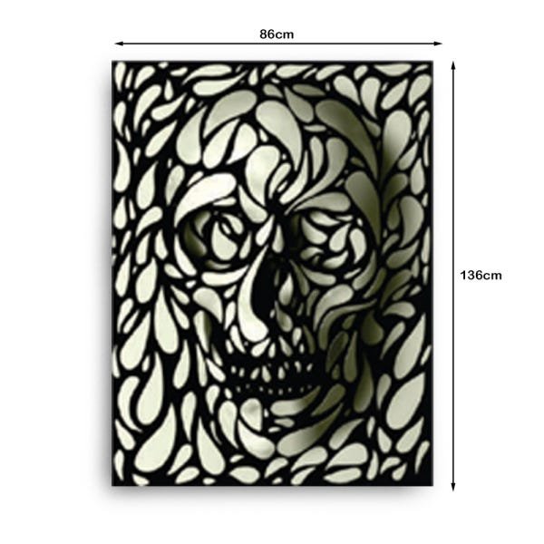 Quadro Decorativo Canvas Caveira Preta E Branca 136x86cm - 3