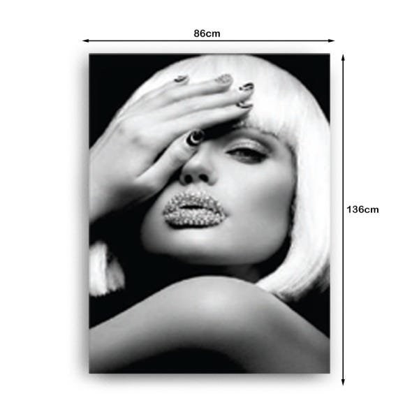 Quadro Decorativo Canvas Mulher Loira Boca Pérola 136x86cm - 3