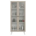 Ver imagem 5 de Cristaleira 70 Cm 2 Portas de Vidro com Pés Cônicos Branco/crema/branco Vik Madesa Branco/crema