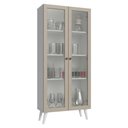Ver imagem 2 de Cristaleira 70 Cm 2 Portas de Vidro com Pés Cônicos Branco/crema/branco Vik Madesa Branco/crema