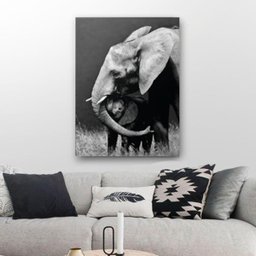 Quadro Decorativo Canvas Elefantes Mãe E Filhotes 86cm X 62cm - 1