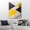 Quadro Decorativo Canvas Formas Geometricas Amarelas Pretas E Cinzas 86cm X 62cm - 1